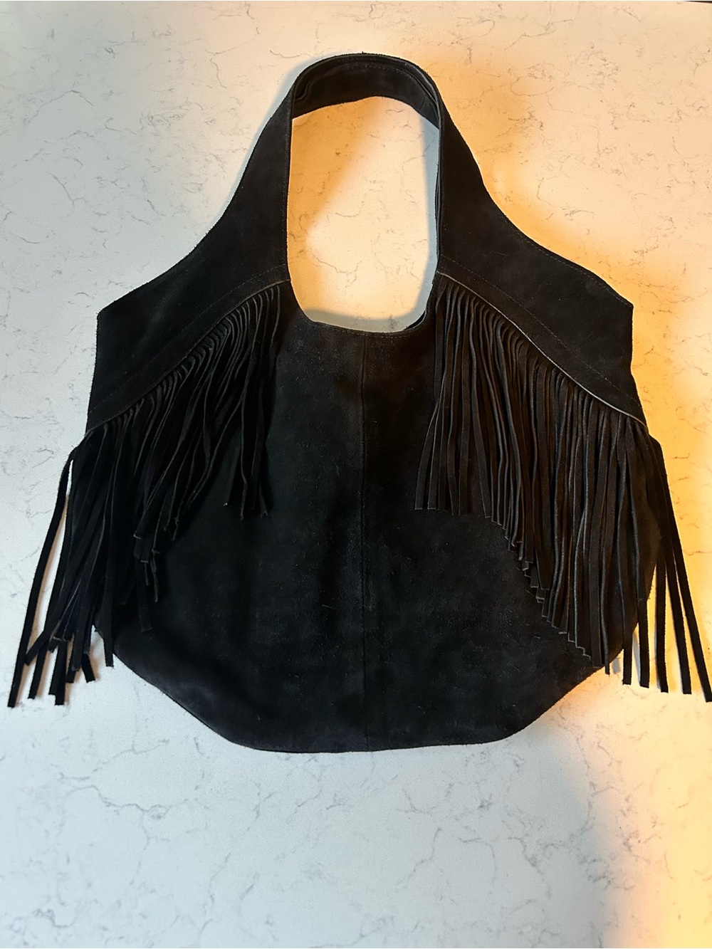 🍀(HTF Black!) Lucky Brand Nyra Tote Suede Leather Fringe Shoulder Bag - Picture 6 of 15